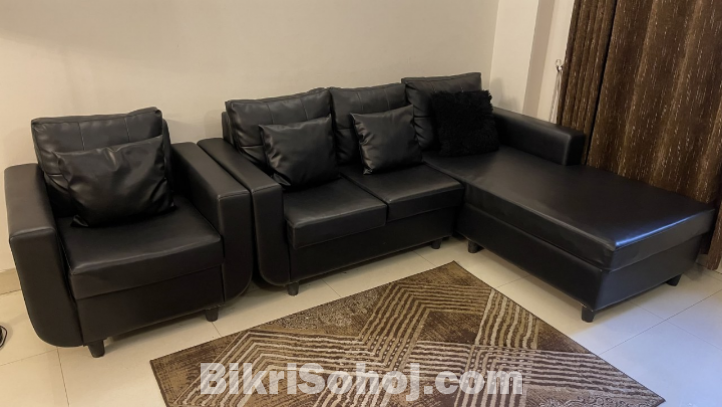 Leather Sofa Set with Divan